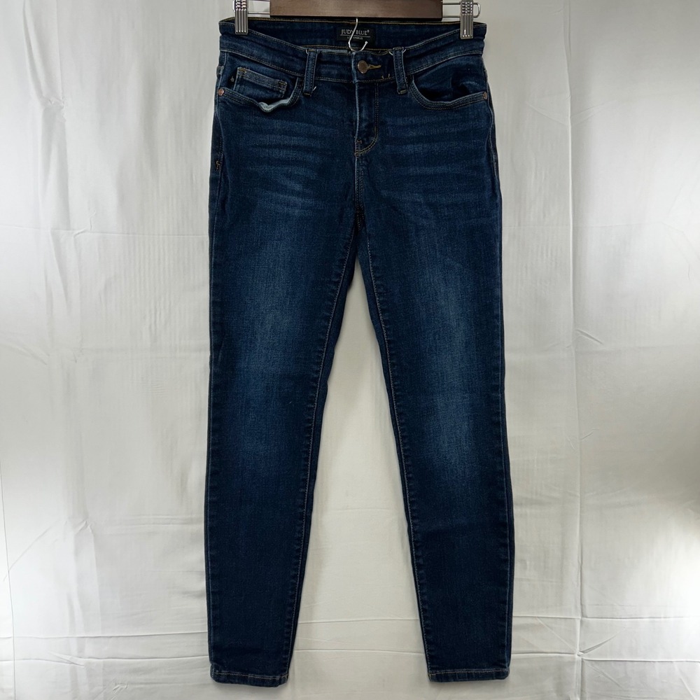 Judy Blue Skinny Jeans Women 5/27 Dark Wash Whiskered Stretch JB82110DK